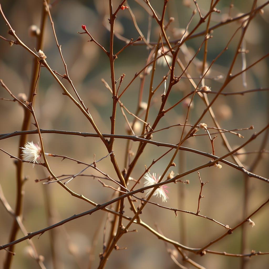 Intricately Intertwined Twigs in Impressionist Style