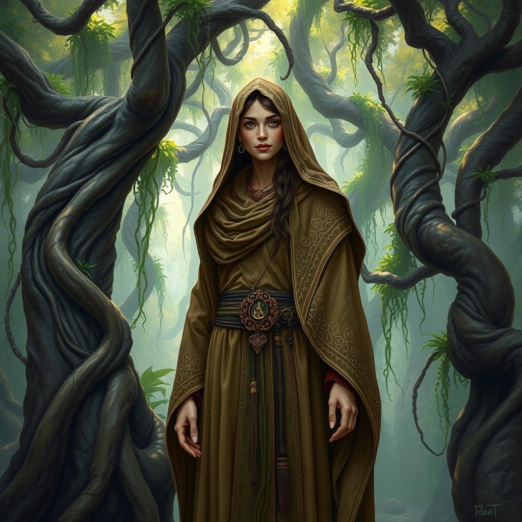 A traveller in a forest