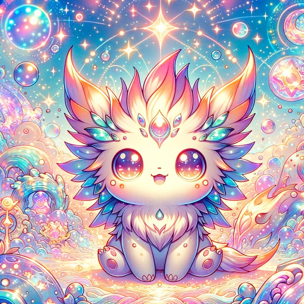Whimsical Astral Creature in Japanese Anime Style