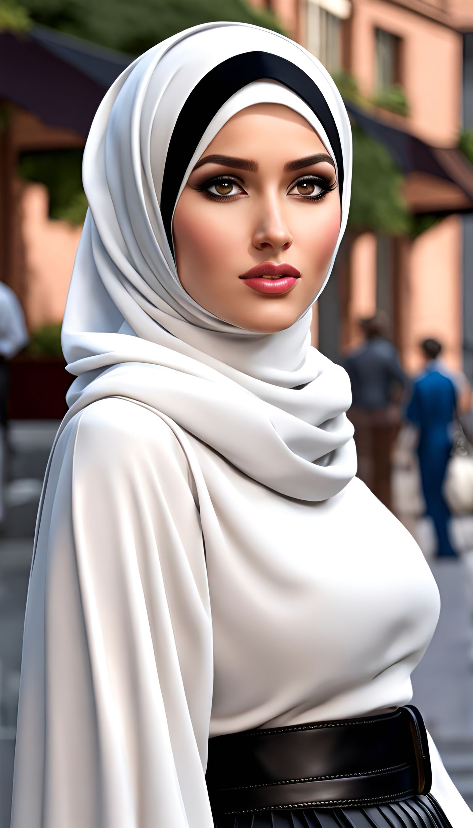 Hijabi Girl in Cityscape, Photorealistic 8k Portrait