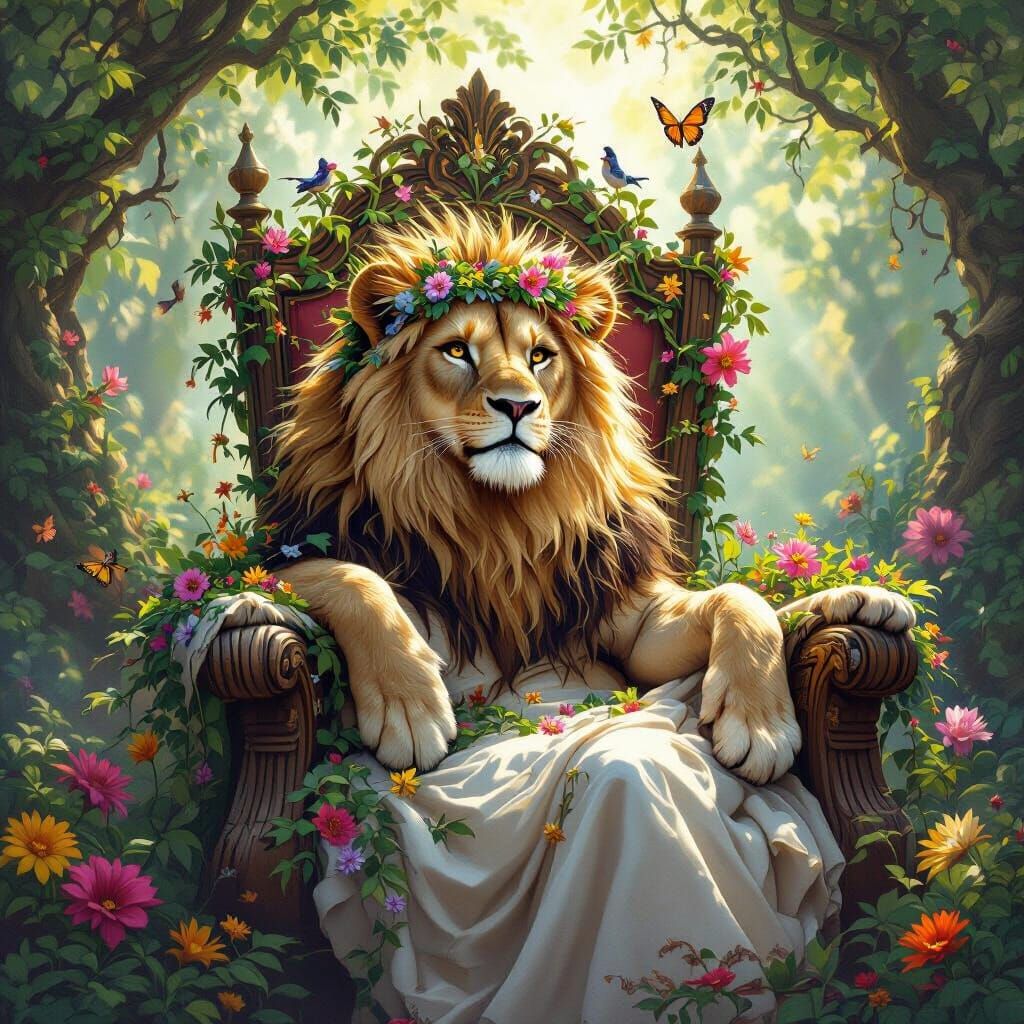 Lioness Queen in Fantasy Art Style