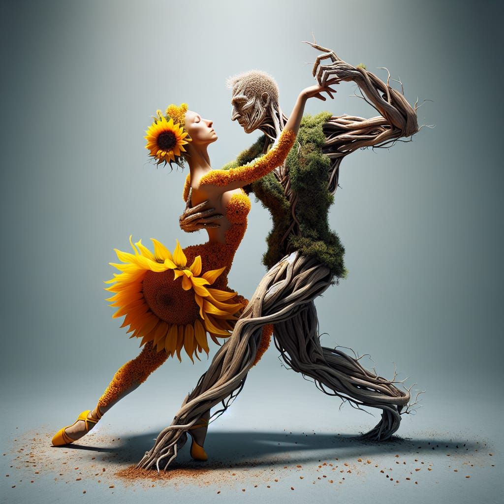Surreal Tango: Pine Man and Sunflower Woman