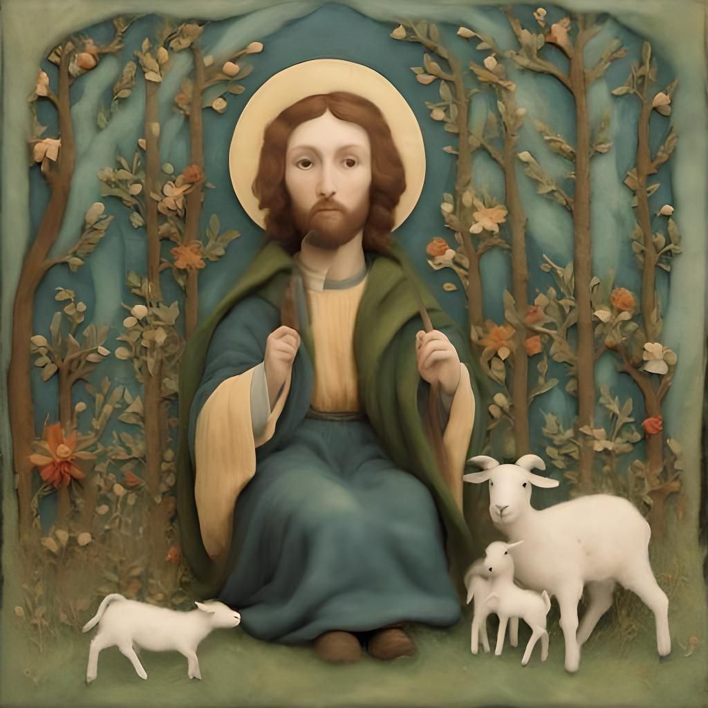 Needle-Felted Jesus Christ with Lamb