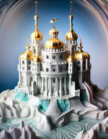 Ornate Rococo Marble Castles in a Magical World