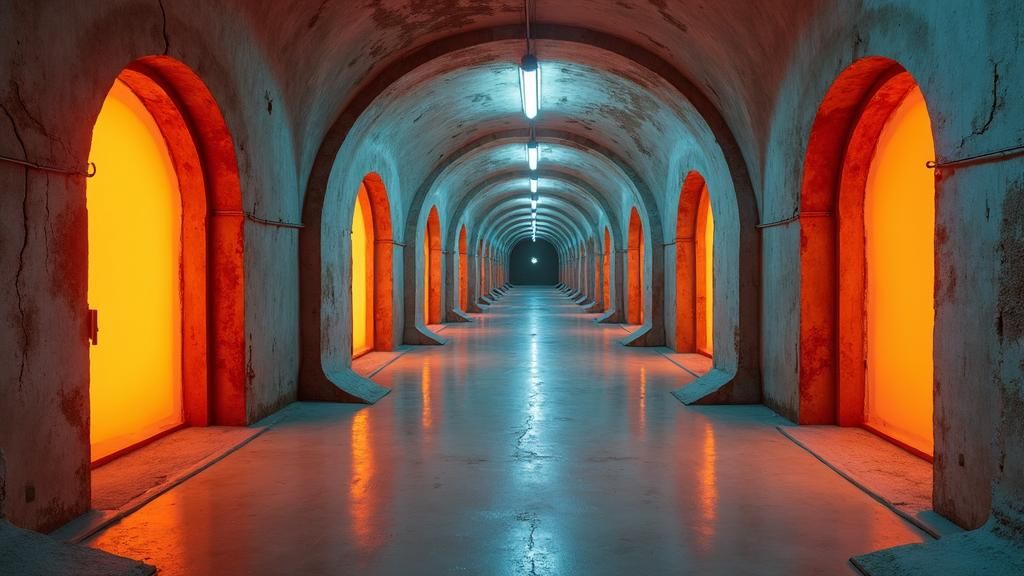 Surreal Underground Palace with Rollercoaster