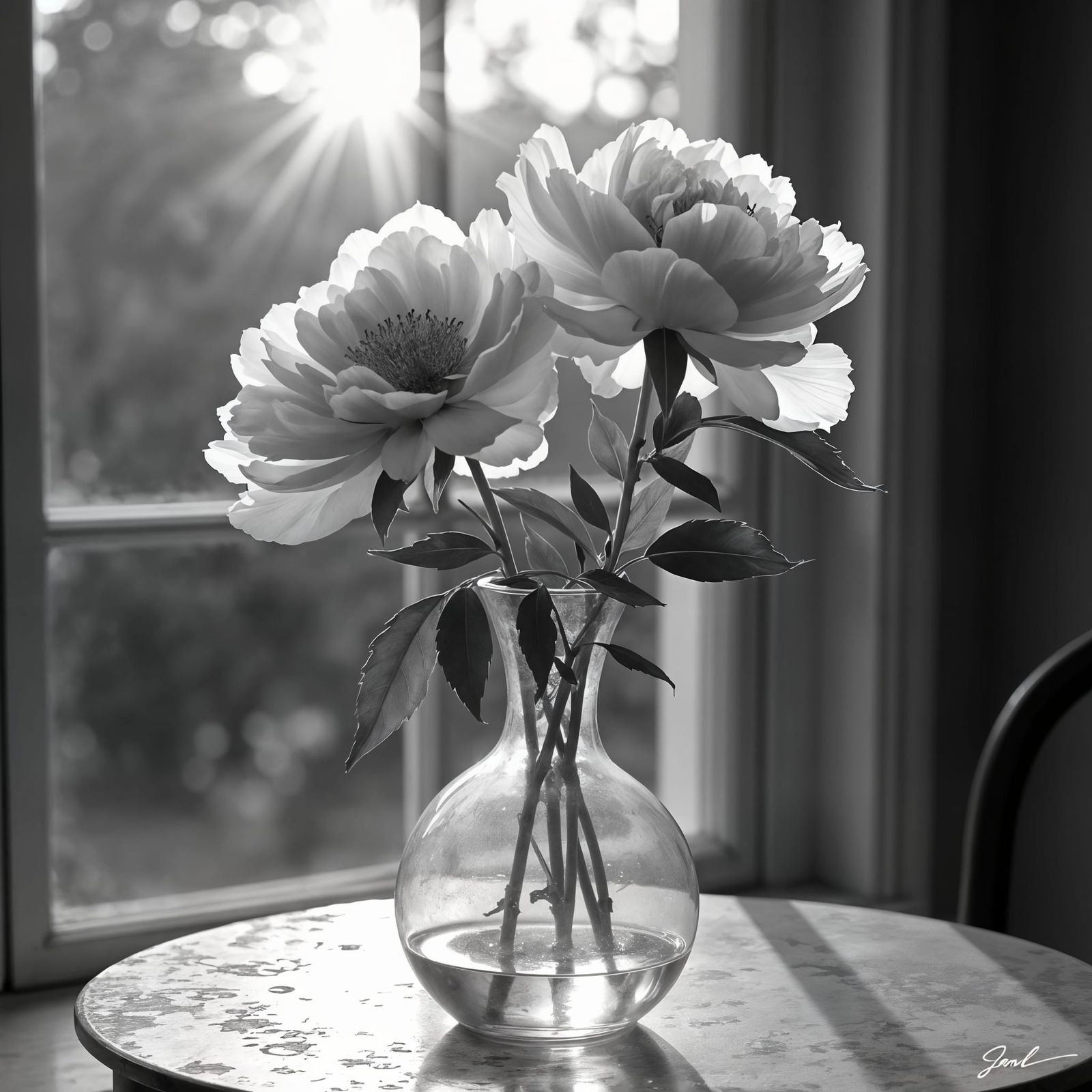 Flower in Vase at Twilight