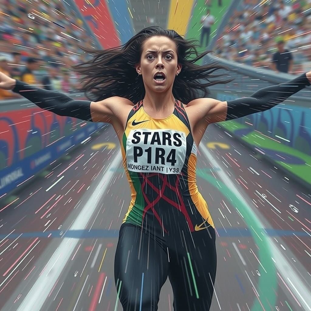 Female Track Sprinter Blurs Off the Starting Line in a Flash...