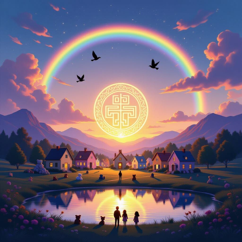 Magical Twilight Village Protected by Ancient Symbol