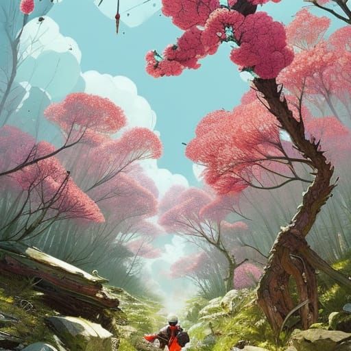 Explosive Spring Flowers on Forest Trail