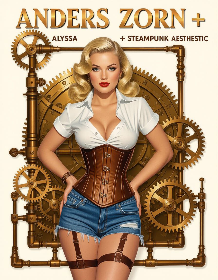 Steampunk Pin-Up with Luminous Skin