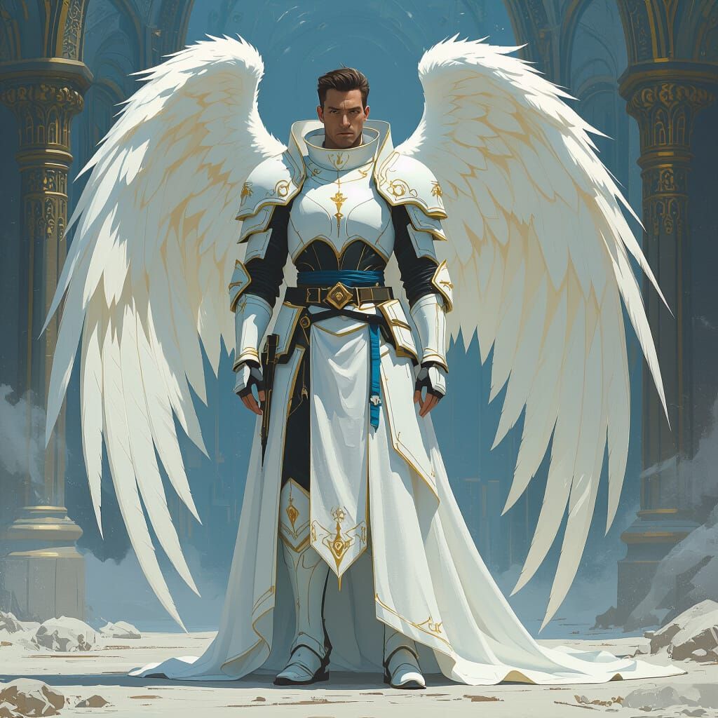 Angelic Armor with Gothic and Futuristic Elements
