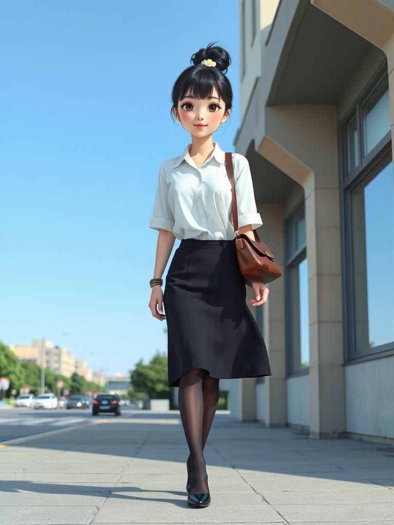 Female Agent in Studio Ghibli Style