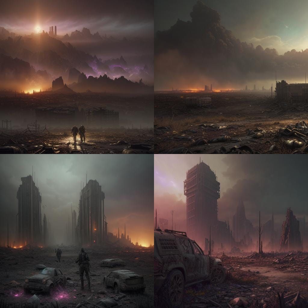 Wasteland Survivors in Apocalyptic Landscape