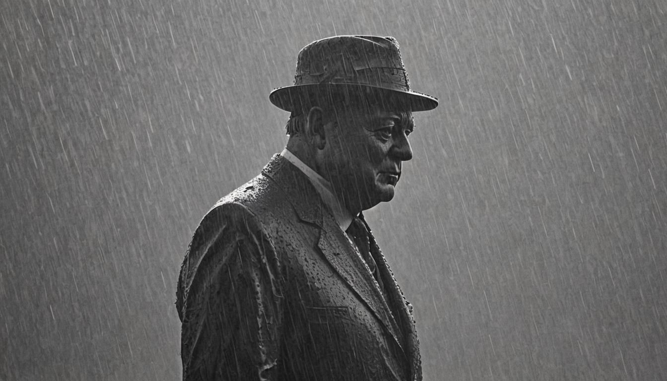 Winston Churchill Silhouette in Rain