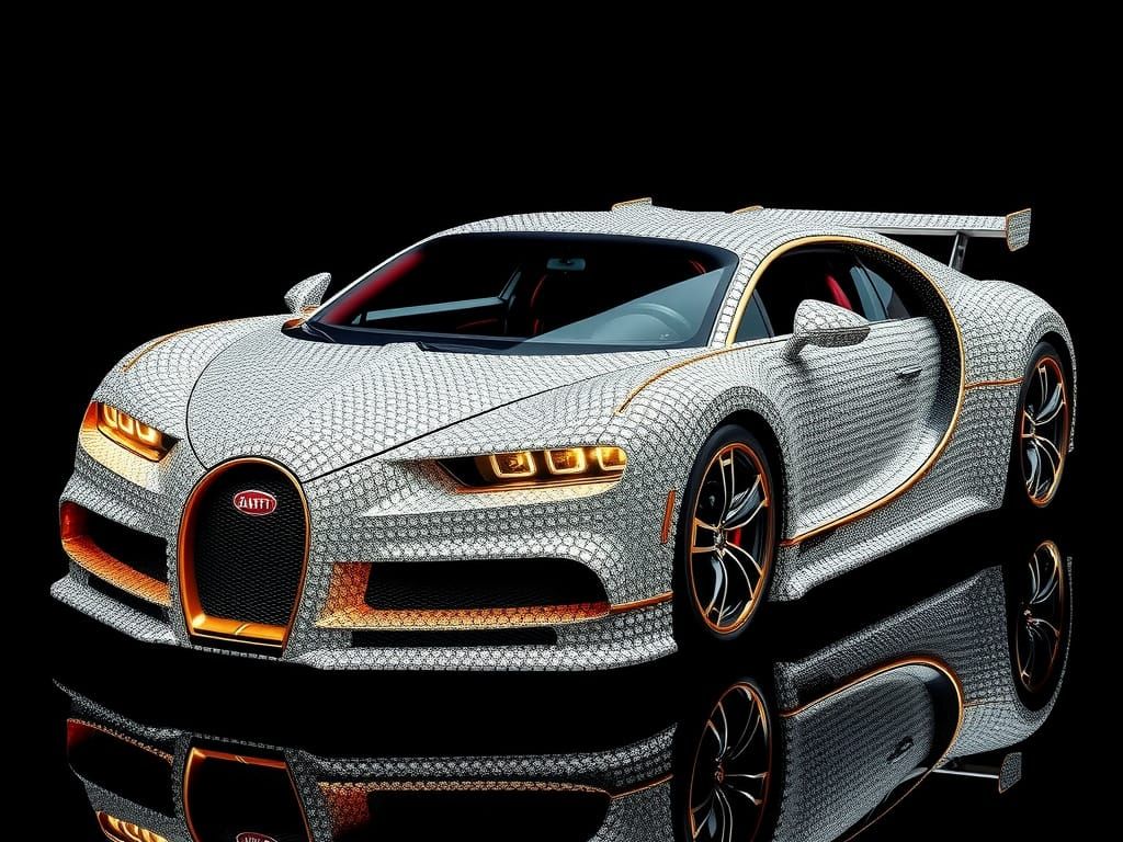 Luxurious Diamond Bugatti Sports Car