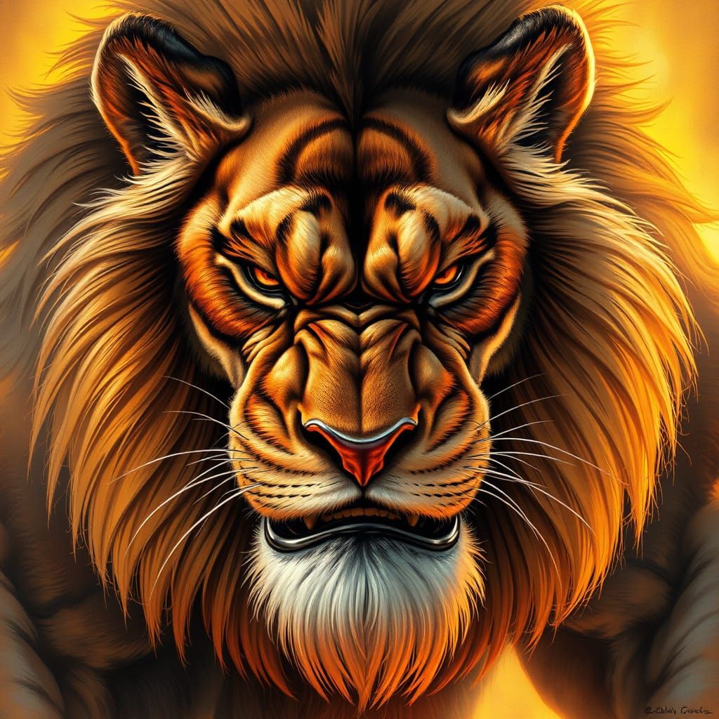 Majestic Gruff Liger in Golden Light