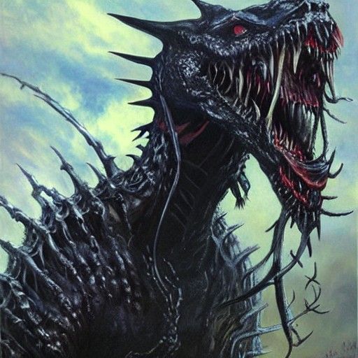 Terrifying Jabberwocky in Oil Painting Style