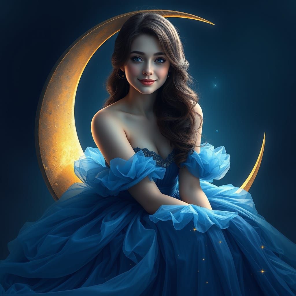 Ethereal Beauty in Sapphire Blue: A Dreamy Portrait