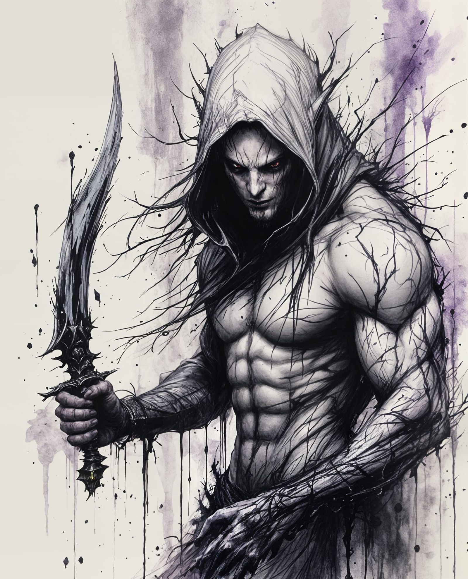 Menacing Ichor Covered Figure in Ink Style