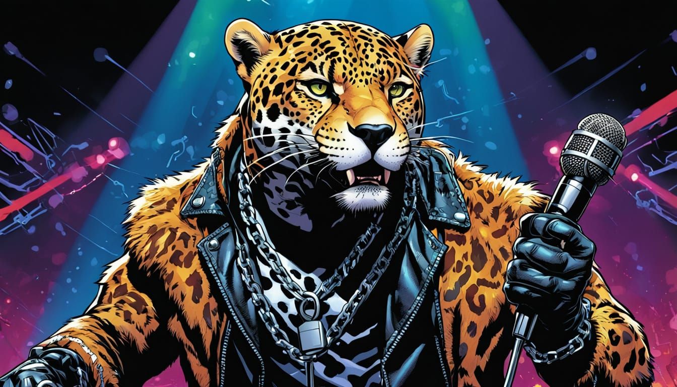Jaguar Rockstar in Comic Book Style