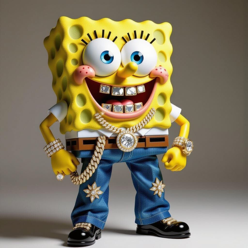 Opulent Gangsta Spongebob in Extravagant Style