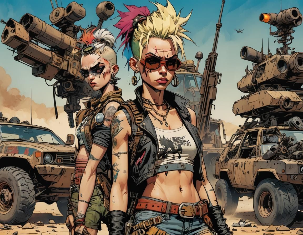 Tank Girl and Mad Max in Post-Apocalyptic Wasteland