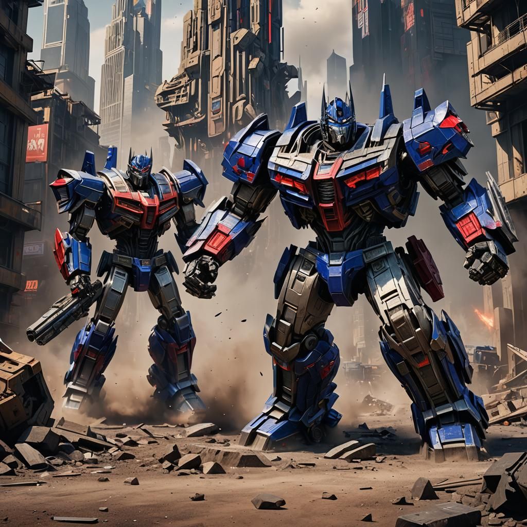Optimus Prime and Megatron: Detailed Matte Painting