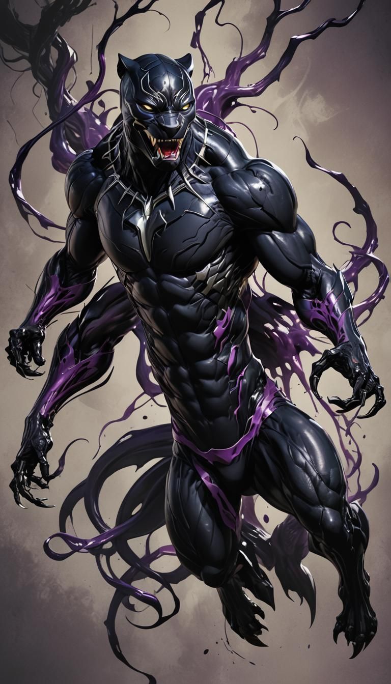 Symbiote Panther Concept Art in Film Noir Style