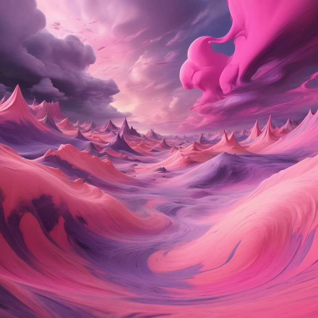Dreamlike Pink Landscape in Surreal Digital Art