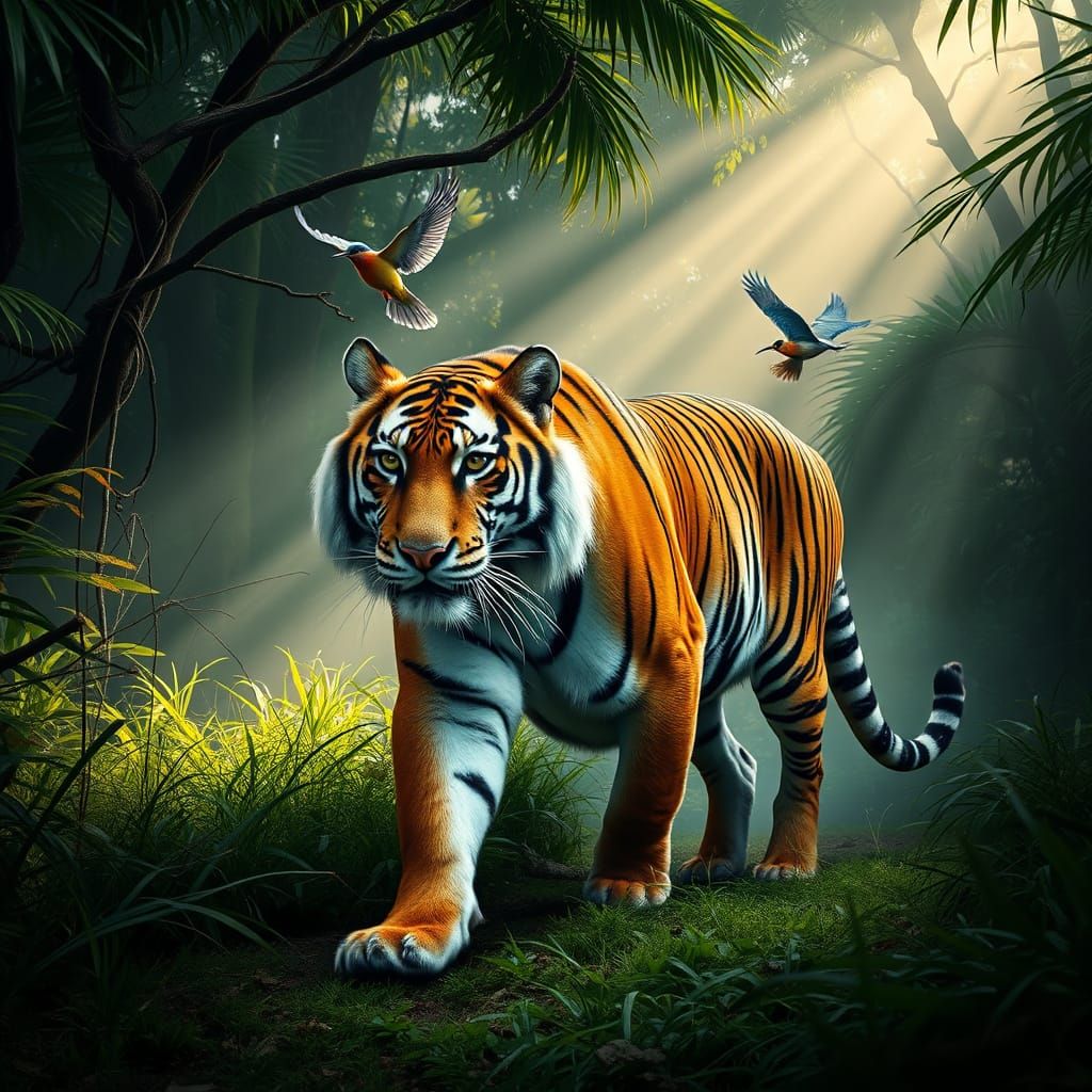 Majestic Sunda Tiger in Jungle Sunlight
