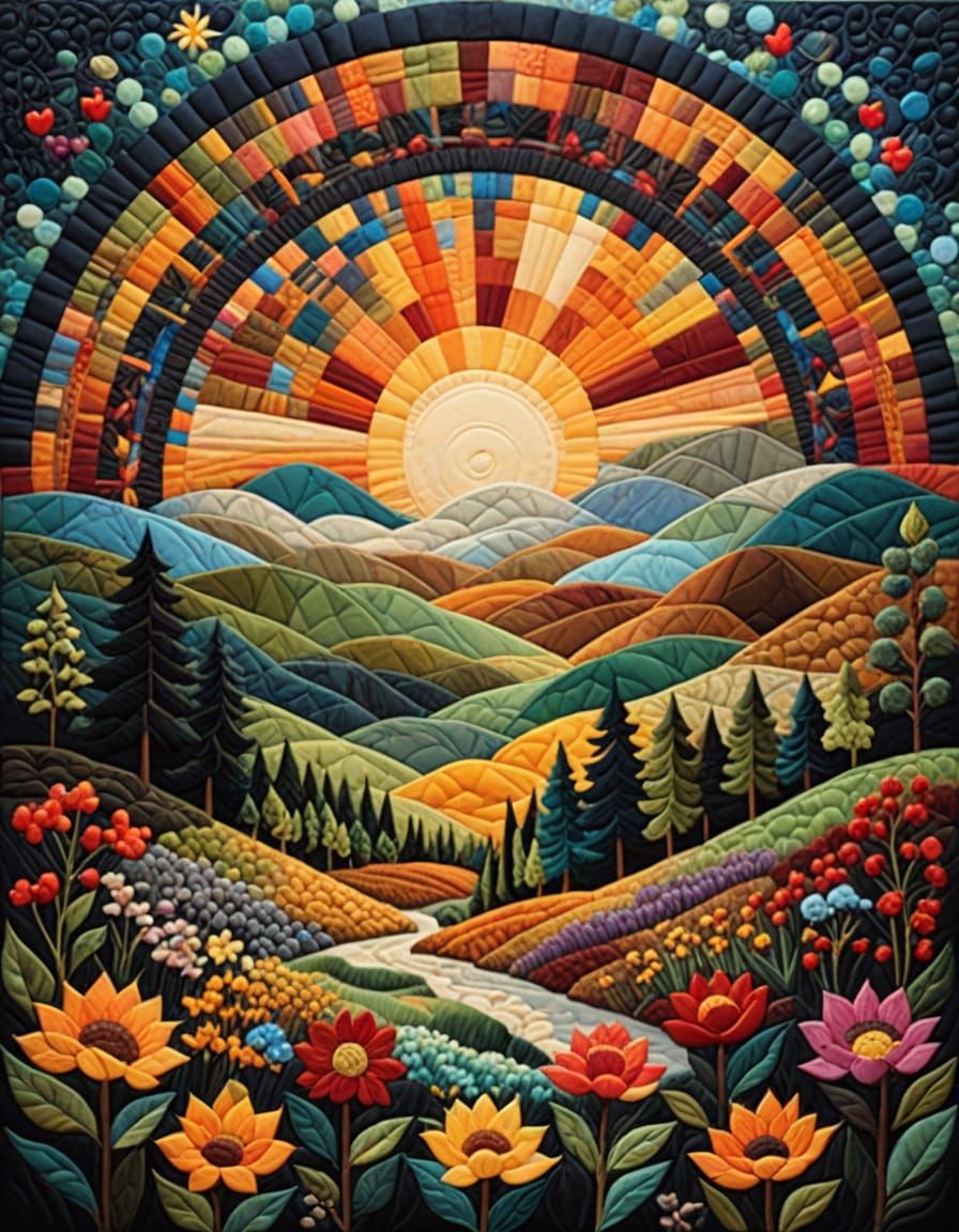 Textile Tapestry of a Serene Landscape