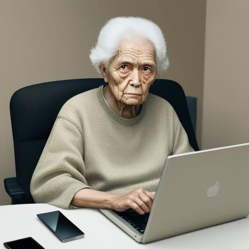 Elderly Person Concerned About Computer Security