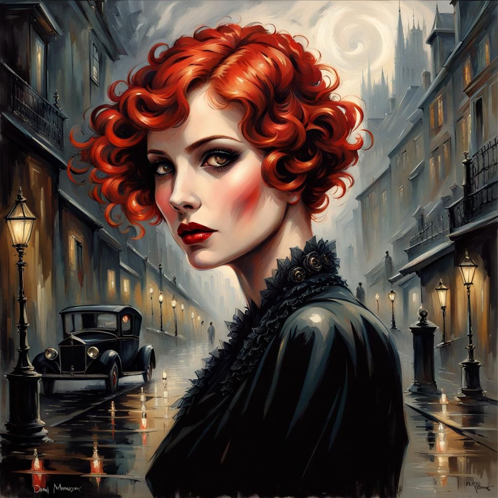 Gothic Beauty in 1920s Paris: A Royo-Inspired Portrait
