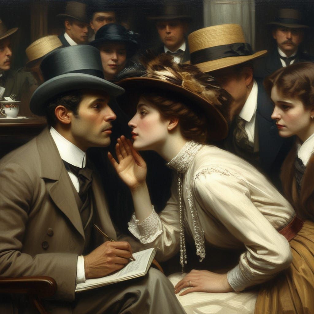 Elegant Woman in Luxurious Interior, Impressionist Style Oil...