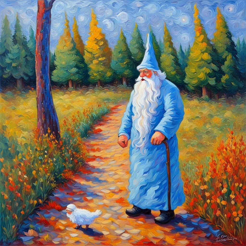 Father Frost and Summer: Expressionist Oil Painting