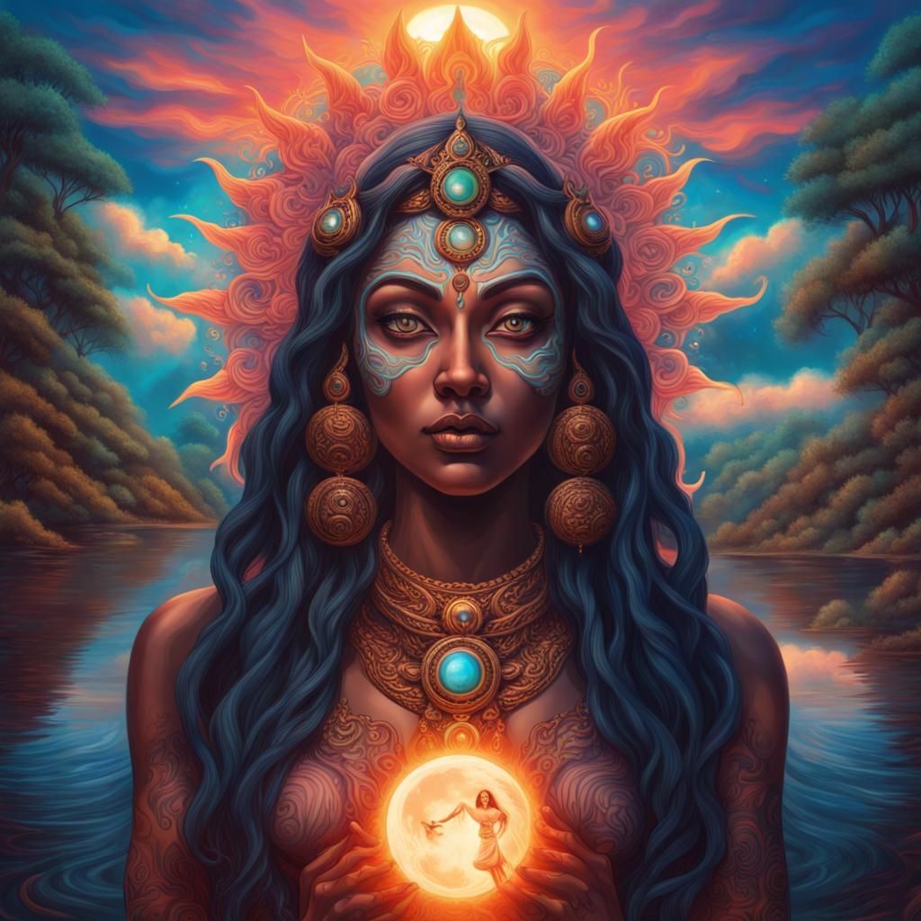 Hyperrealistic Kali Goddess with Psychedelic Elements