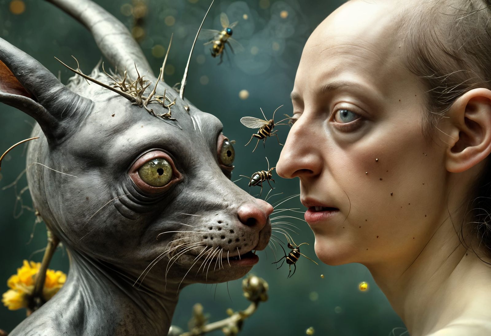 Bosch Creatures Alive in Park: Hyperrealistic Photography