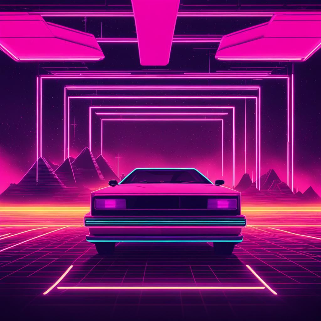 Synthwave Neon Cityscape at Night