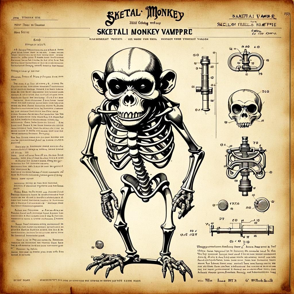 Skeletal Monkey Vampire Patent Drawing