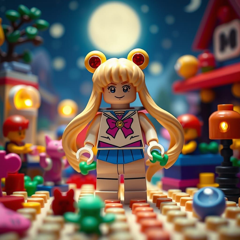 Sailor Moon LEGO Transformation in Cinematic Style