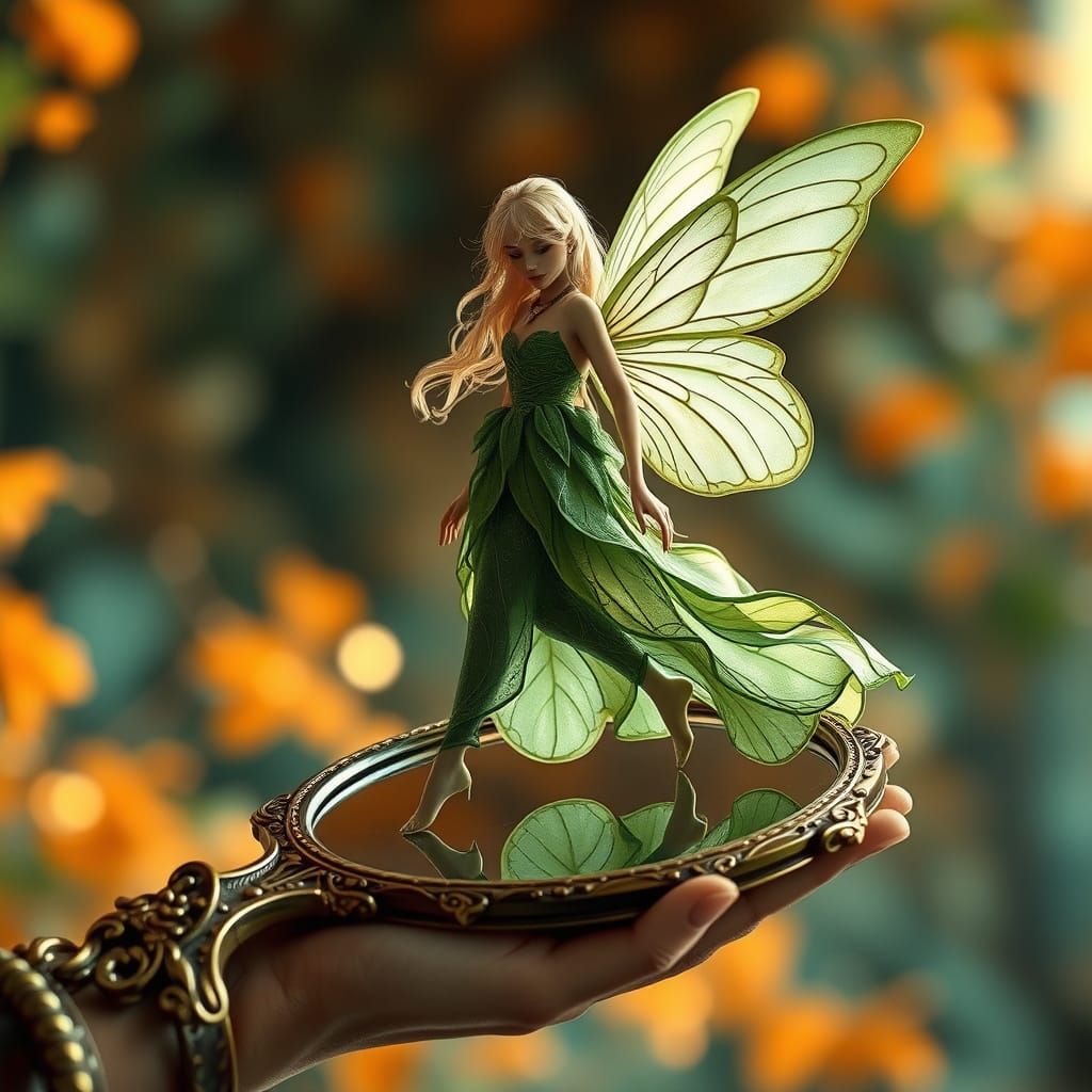 Ethereal Fairy on Ornate Mirror