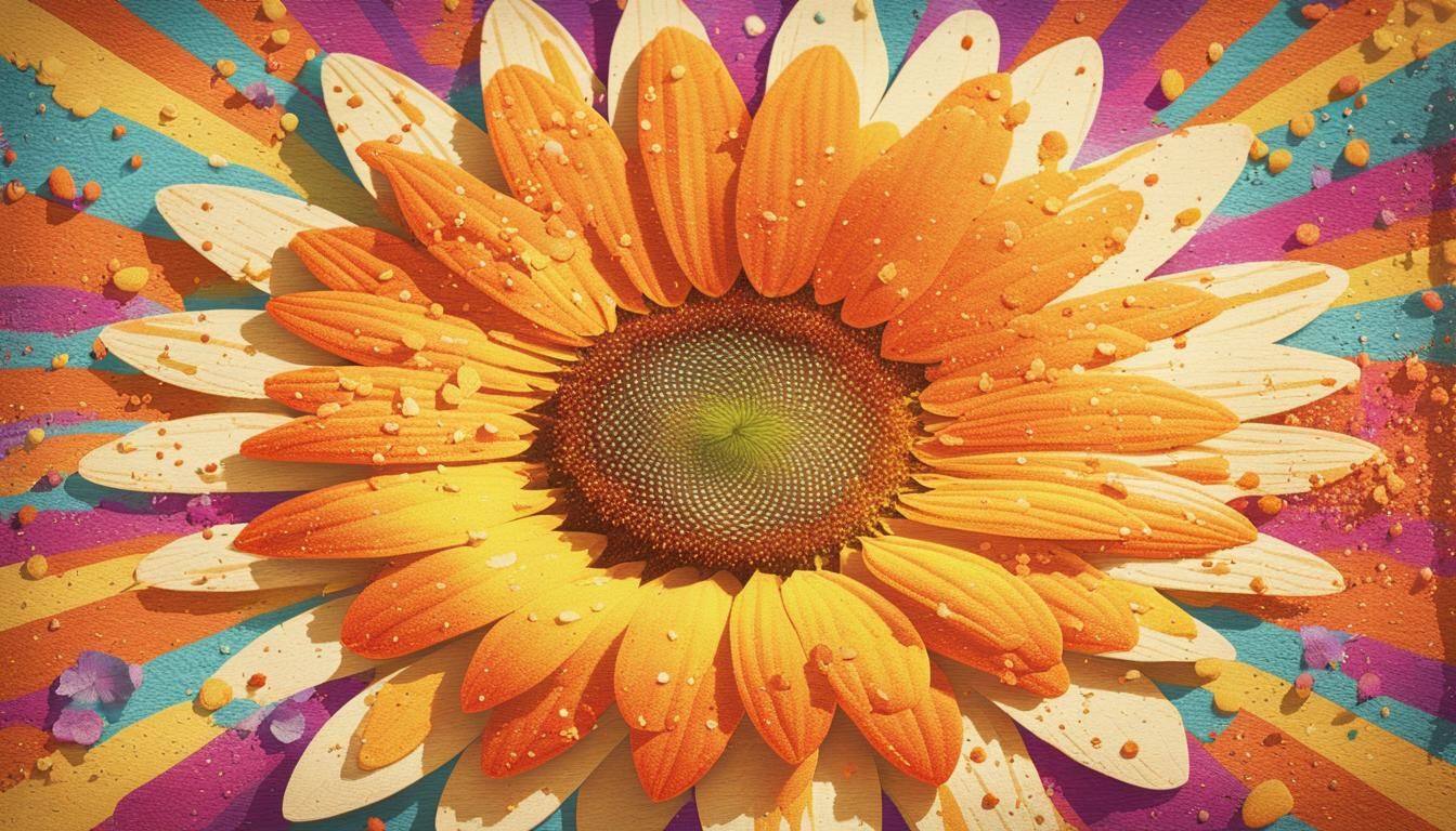 Flower Power Hippie Wall in Photorealistic Style