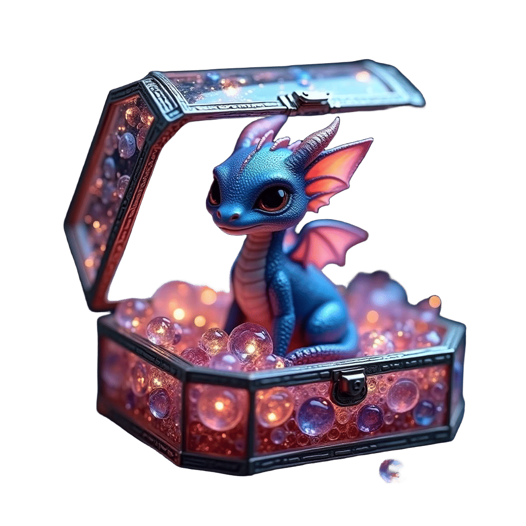 Miniature Dragon in Jewelry Box: Matte Painting