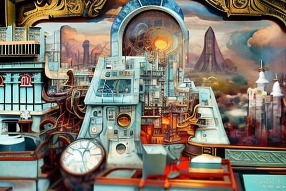 Aetherpunk Alchemy Laboratory with Intricate Gadgets