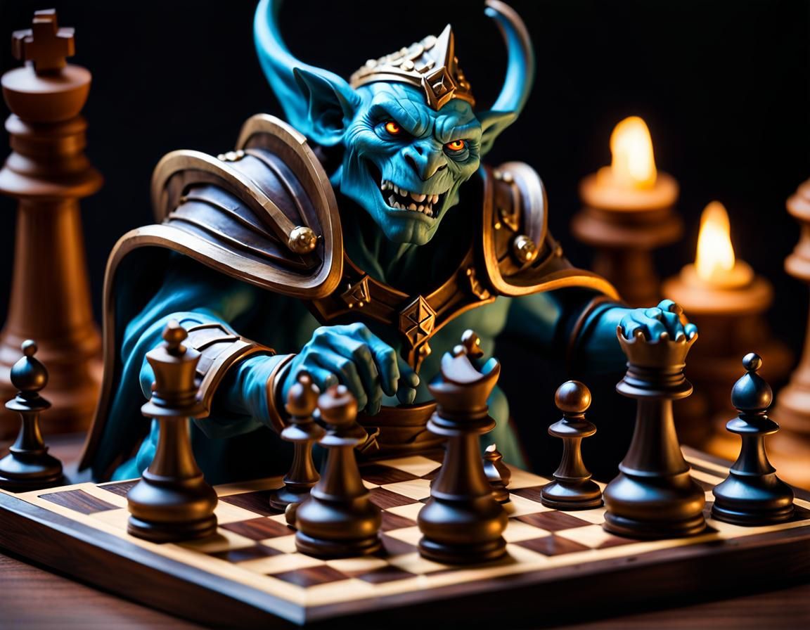 Troll and Goblin Chess Match: Fantasy Art