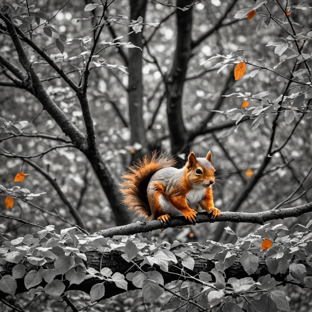 Autumn Squirrel in Cinematic Film Style