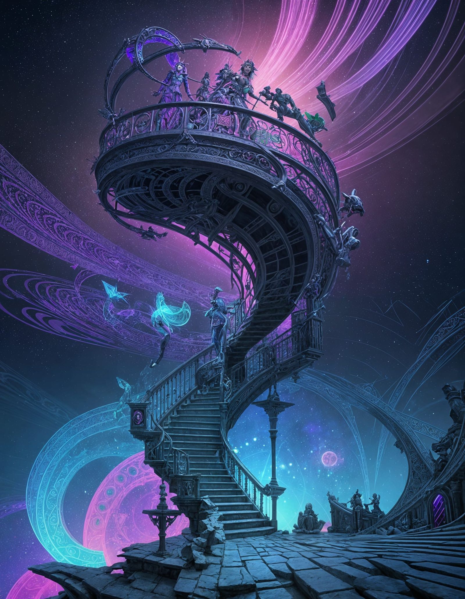 Surreal Fractal Odyssey: Melting Clocks in Impossible Realms