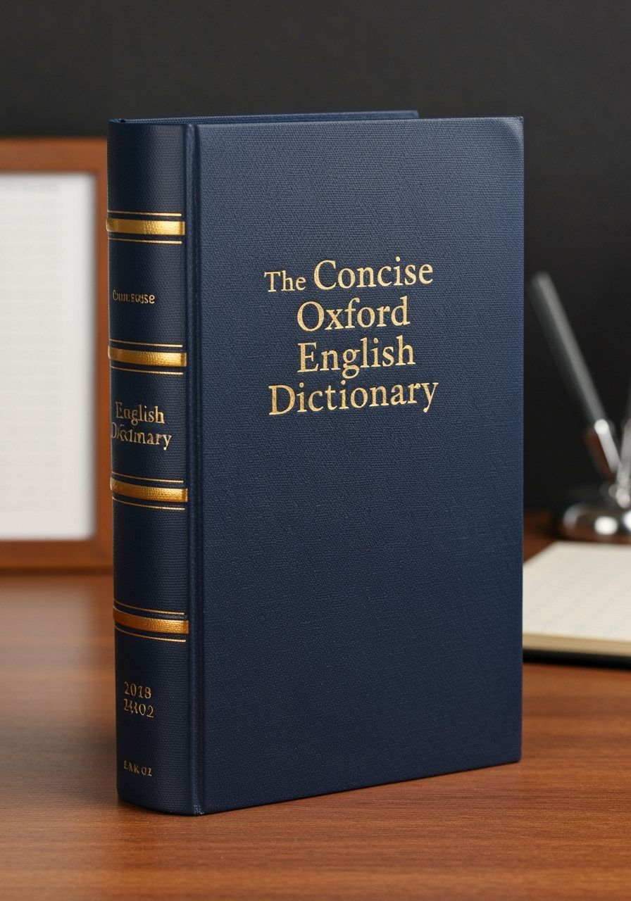 Dark blue cloth bound volume, gold lettering 'The Concise Ox...