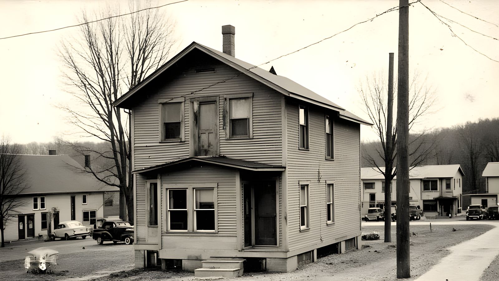Early 20th Century Rail Depot Scene in Rural Vermont