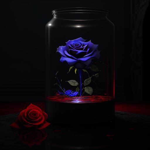 Withered Rose Inside Glass Jar - Dark Fantasy Art